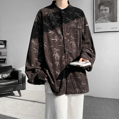 Threebooy Spring Summer Printed Long Sleeve Shirts Man Casual Oversize Blouse Fashion Male Cardigan Korean Clothing Plus Size 5XL-M
