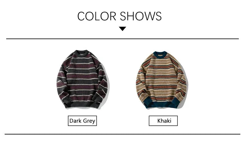 Threebooy Brand Winter Sweater Man 2025 Autumn Winter Loose O Neck Color Blocking O Neck Pullover Fashion Man Korean Clothes