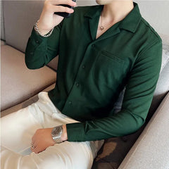 Threebooy Men Spring High Quality V-Neck Stylish Long-Sleeved Shirts/Male Slim Fit Business And Casual Office Dress Shirts Tops 4XL