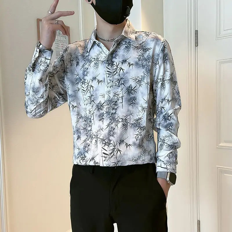 Threebooy  New Handsome Shirt for Men's Long-sleeved Autumn Men's Fashion Brand