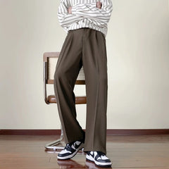 Threebooy  New Fashion Male Suit Pants Light Luxury Draped Cropped Button-down Business Casual Pants Premium Slim-fit Elegant Dress Trouser