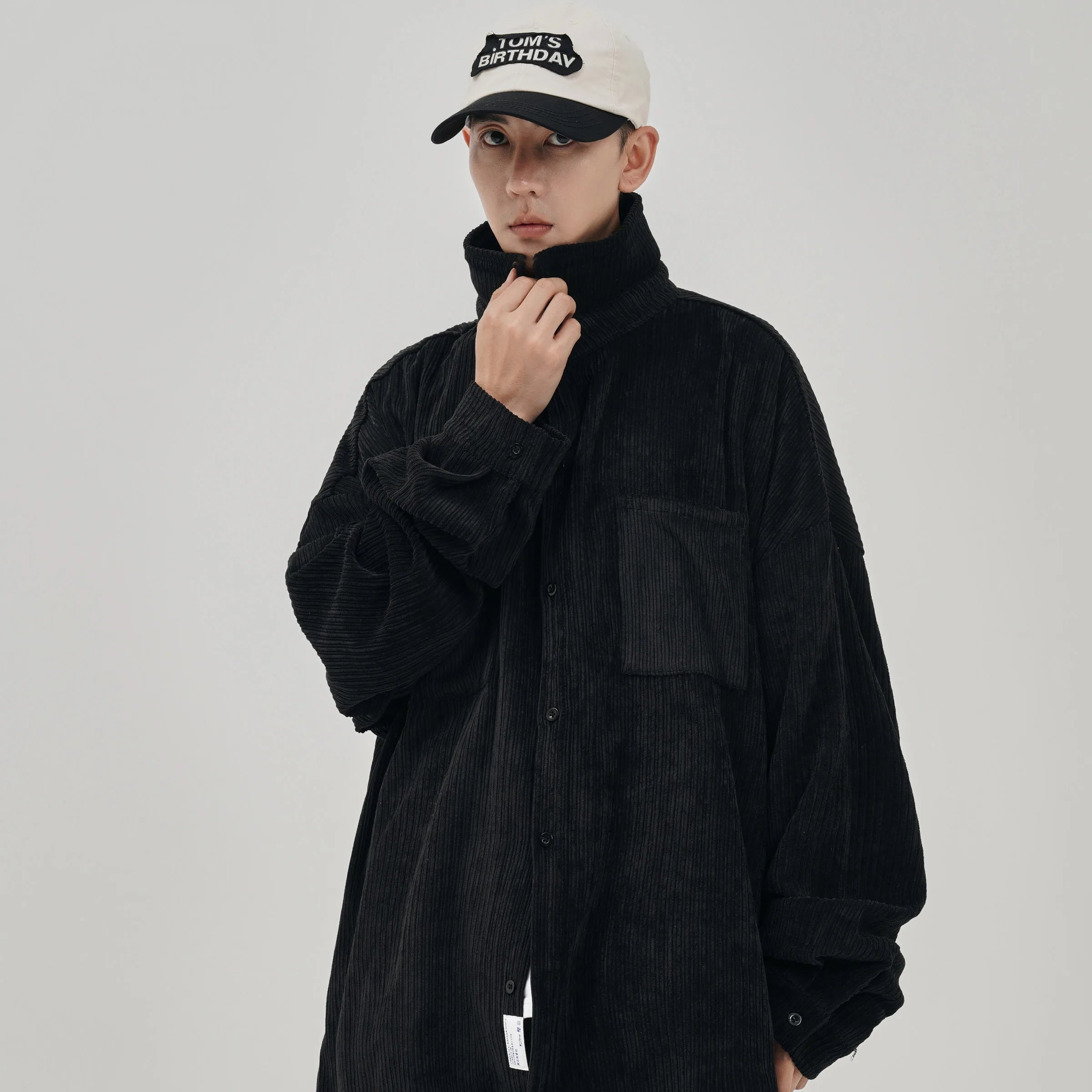 Threebooy Oversized Shirt For Men Streetwear Men's Corduroy Long Sleeve Shirts Harajuku Korean Shirt Unisex Fashion Clothing