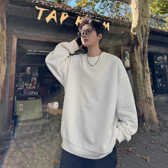 Threebooy Checkered Hoodie Men Fashion Casual Pullover Sweatshirt Men Oversized Streetwear Hip-hop Loose Round Neck Hoodie Mens Mens