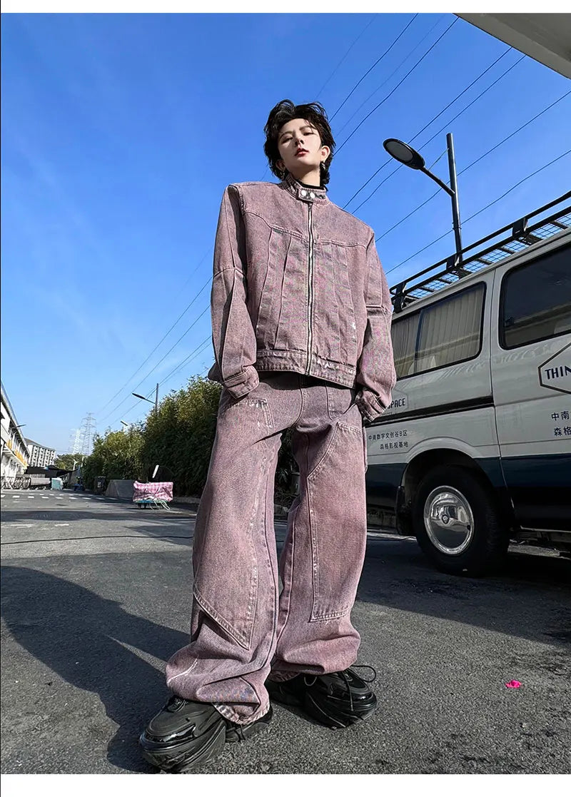 Threebooy Men's Signature Moto Denim 2-Piece Set