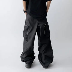 Threebooy Baggy Black Oversize Men's Cargo Pants Japanese Streetwear Straight Trousers Male Vintage Loose Casual Pocket HipHop