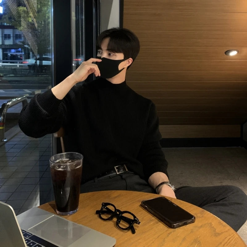 Threebooy Winter Thick Sweater Men Warm Casual Thicken Knitted Pullover Men Korean Slim Fit Long Sleeved Sweater Mens Jumper Clothes