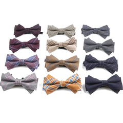 Threebooy Fashion Design Mens Wool Bowties High Quality Grey Khaki Striped Plaid Handmade Butterfly For Wedding Party Dinner Cravat Gift