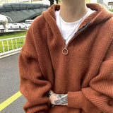 Threebooy Hooded Sweater Coat American Vintage Sweater Casual Knitted Sweaters Men Pullover Jumpers Men Fashion Clothing Streetwear Tops