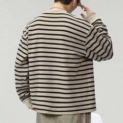 Threebooy Men's Striped Long Sleeved T-shirt Men's Trendy T-shirt Men's Hoodie Men's Base Shirt Top