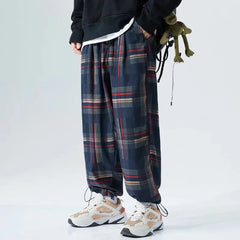 Threebooy Ankle-Length Plaid Harem Pants Men Clothing Joggers Men Pants Trousers Japanese Fashion Sweatpants S-5XL Streerwear