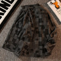Threebooy Plaid Shirt Men's High-end Fashion Top Hong Kong Style Long-sleeved Loose Handsome Trendy Retro Shirt Casual Jacket Aesthetic