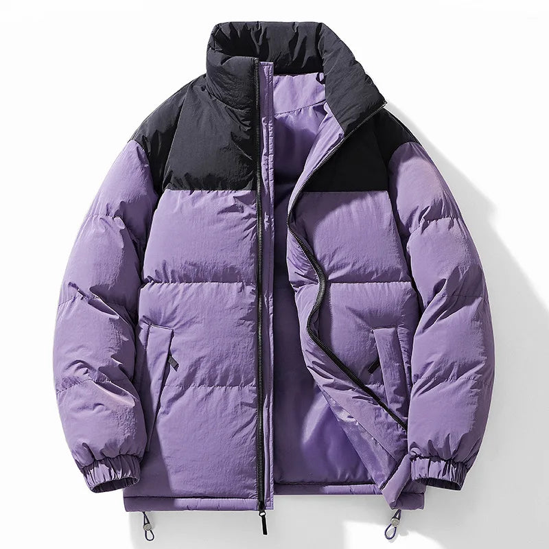 Threebooy Cotton jacket men women winter new style color blocked cotton jacket thick warm jacket couples