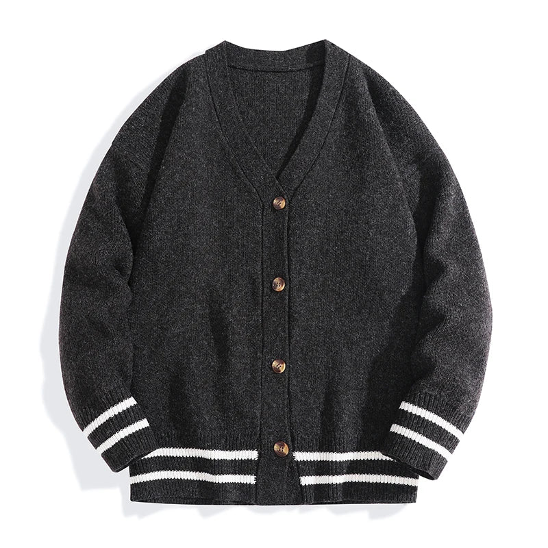 Threebooy Cardigan Men Sutumn Winter Knitted Sweater Jacket Long Sleeve Casual V Neck Man Cardigans Fashion Streetwear Clothing Top