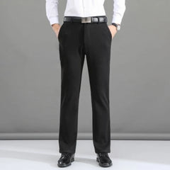 Threebooy  Thicken Business Whisper Suit Pants Casual Straight Loose Autumn Men No Ironing Elastic Thermal Solid Color Big Size Trousers