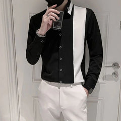Threebooy  Men Slim Fit Long Sleeve Shirt Trendy Casual Button Up Top Spring Autumn Versatile Fashion Clothing