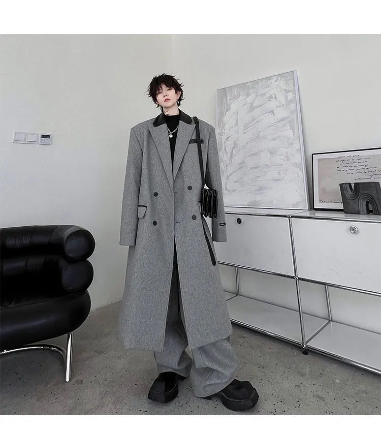 Threebooy Men's Luxurious Oversized Coat & Trousers 2-Piece Set