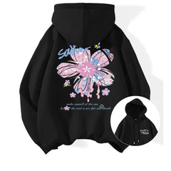 Threebooy  Spring Autumn Men's New Splicing Pullovers Hooked Printed Letter Drawstring Fashionable Loose Casual Long Sleeve Hoodies