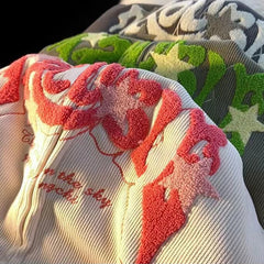 Threebooy Fashion Embroidery Zip Up Hoodies Women Autumn Long Sleeve Tops Loose Hood Shirt Harajuku Y2K Clothes Female Sweatshirt Jacket