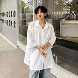 Threebooy Summer Short Sleeved Shirt Men Fashion Oversized Casual Shirt Men Streetwear Korean Loose White Shirts Mens Formal Dress Shirt