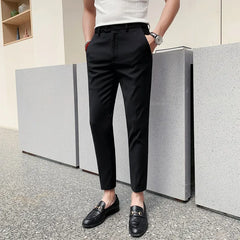 Threebooy Spring and Summer New Suit Pants Nine Minutes Pants Korean Slim Men's Business Casual Pants Men's Trousers Men Trousers 36