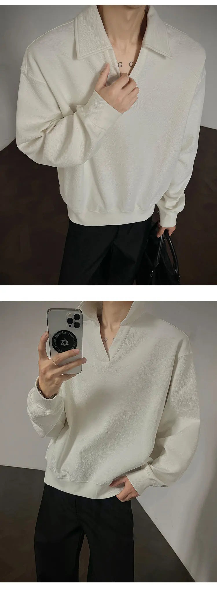 Threebooy Long sleeve t Shirt men 2025 Arrival Men Polo Shirt Solid Color Casual Relaxed Fit Collar Tops Autumn Fall Fashion Mens Clothing