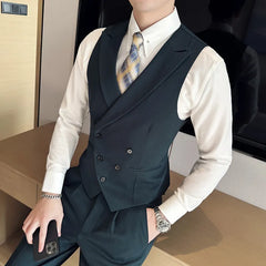 Threebooy Brand Clothing Men Spring High Quality Double Breasted Blazers Vest/Male Slim Fit Casual Suit Vest Sizing Up S-4XL