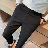 Threebooy Men's Suit Trousers Spring And Summer Business Casual Pants Men's Fashion High-Quality Solid Color Slim Trousers Men 28-36