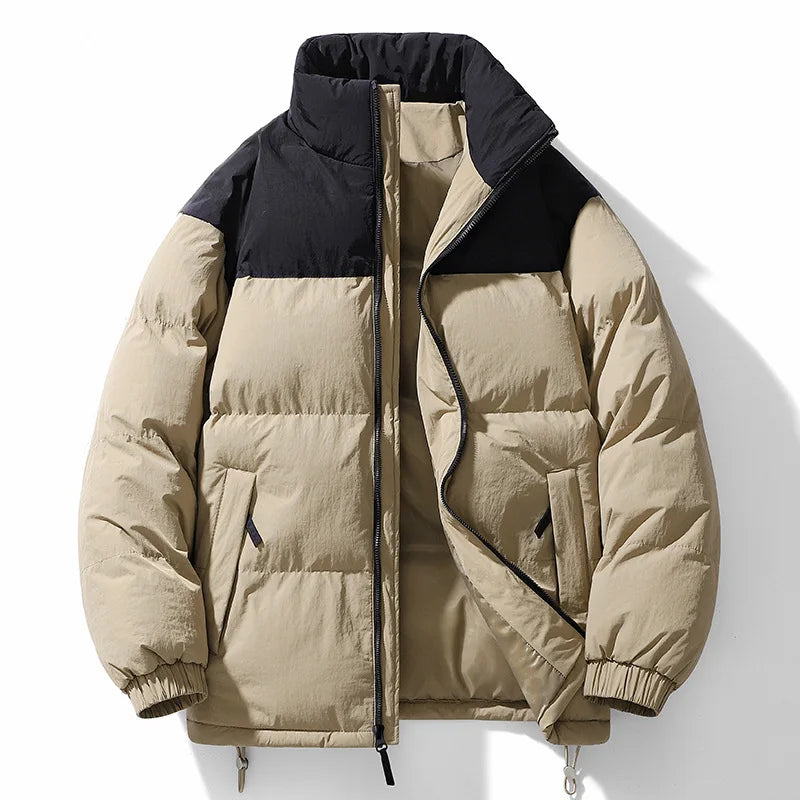 Threebooy Cotton jacket men women winter new style color blocked cotton jacket thick warm jacket couples