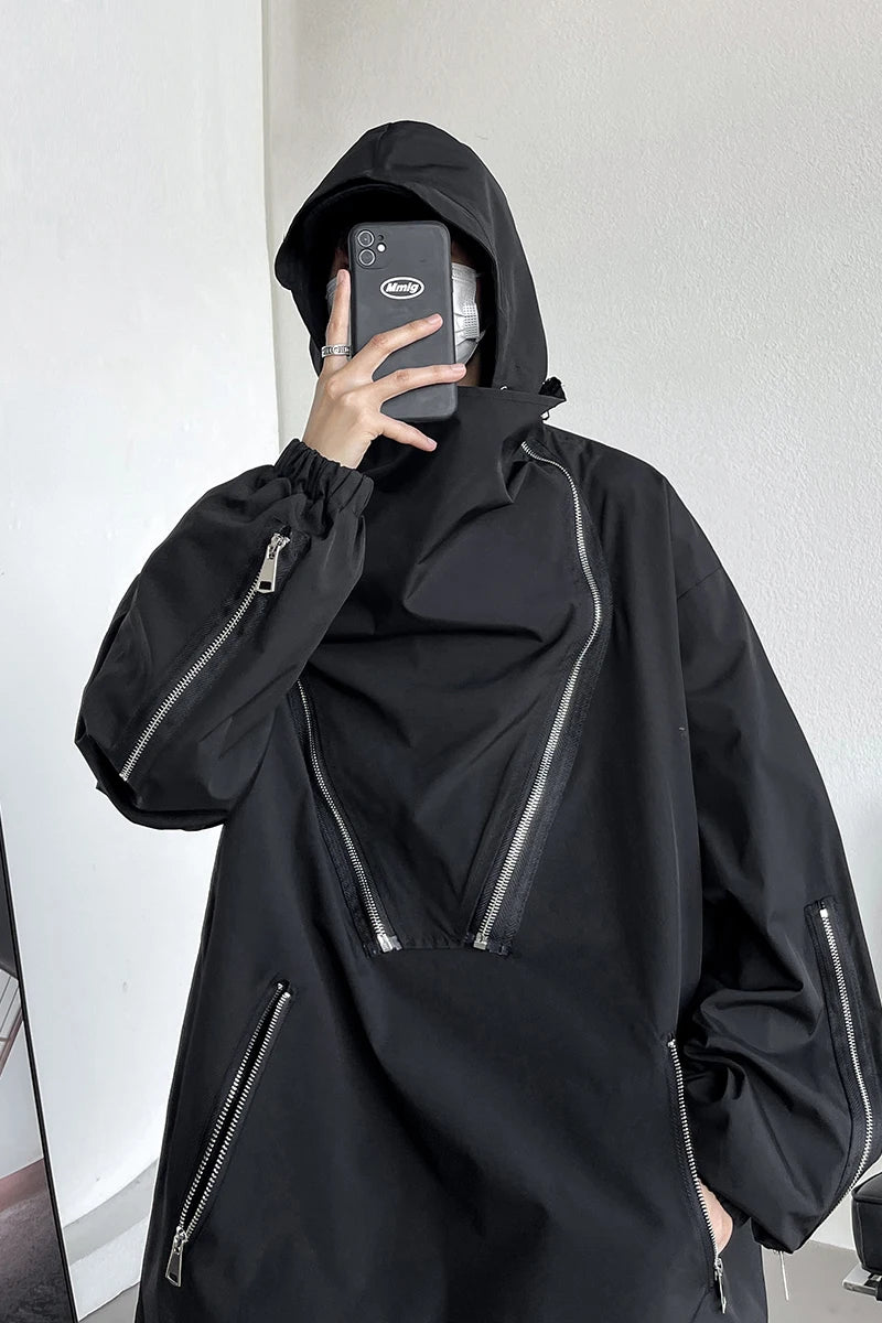 Threebooy Men's Korean Style Clothes for  Outerwear Loose Fitting Hooded Jackets Man Hoodie Original Clothing Popular Coats