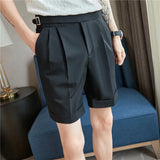 Threebooy  Pleated Shorts Men Summer White Shorts Bermuda Work Wear Clothes Men Breathe Cool Streetwear Short Korean Fashion Style 36