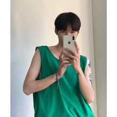 Threebooy Summer Men's Tricolor Loose Basic Quality Sleeveless Vest Bodybuliding Singlets Tshirt Tops Tank Top Fitness Vest M-XL