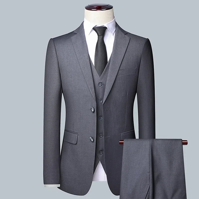 Threebooy  Tuxedo Suits for Men High-quality Slim Jackets Man Clothing Sale 3 Pieces Blazer Vest and Pants Set Men's Suit for Wedding
