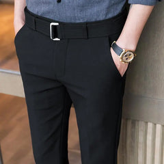 Threebooy  New Spring and Autumn Pi Shuai Trend Light Luxury High Waist Slim Fit Small Feet Versatile Casual Draping Men's Pants