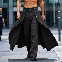 Threebooy  Men Irregular Pants Solid Color Button Joggers Loose Casual Trousers Men Streetwear Fashion Male Long Pants S-5XL