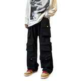 Threebooy Y2k  Hip-hop Cargo Pants Multi-pockets Tooling Pant Harajuku Men's Vintage Loose Wide Leg Pants Streetwear Casual Trousers