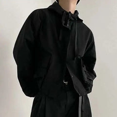 Threebooy  New Style Hooded Jacket Spring Loose Trend Cargo Jackets Zipper Solid Color Fashion Tide Casual Men's Clothing