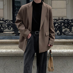 Threebooy Oversized Korean Style Men's Loose Casual Small Suit, Men's 2024 Autumn New Padded Shoulder Suit Jacket Unisex Top