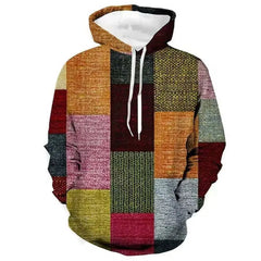 Threebooy  Unisex 3D Printed Hooded Sweatshirt Patchwork Design Creative Casual Spring Fall Top