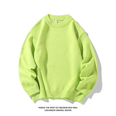 Threebooy Men Women Solid Color Crew Neck Knitted Pullover Korean Streetwear Unisex Sweatshirts Trendy Basic Long Sleeve Sweater Pullovers