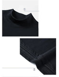 Threebooy 100% Cotton Oversized Drop Shouler Winter Long Sleeve for Men Autumn High-Necked Underwear T Shirt Solid Color