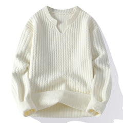 Threebooy Autumn Winter New Men's Solid Color Knitted Sweater Fashion V-Neck Youthful Vitality Pullovers Men Breathable Warm Knit Sweater