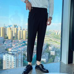 Threebooy Top Quality Luxury Solid Business Suit Pants Men Clothing Simple Slim Fit Formal Wear Office Trousers Pantalon Homme 28-36