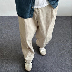 Threebooy  New Japanese Style Men Draped Wide Leg Pants Light Luxury Leisure Solid Color Straight Trousers Premium Elegant Sweatpants M-3XL