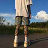 Threebooy Denim Shorts Men's 2024 Summer High Street Capris Men Techwear Oversize Leisure Pants Unisex Streetwear Y2k Daisy Loose Jeans