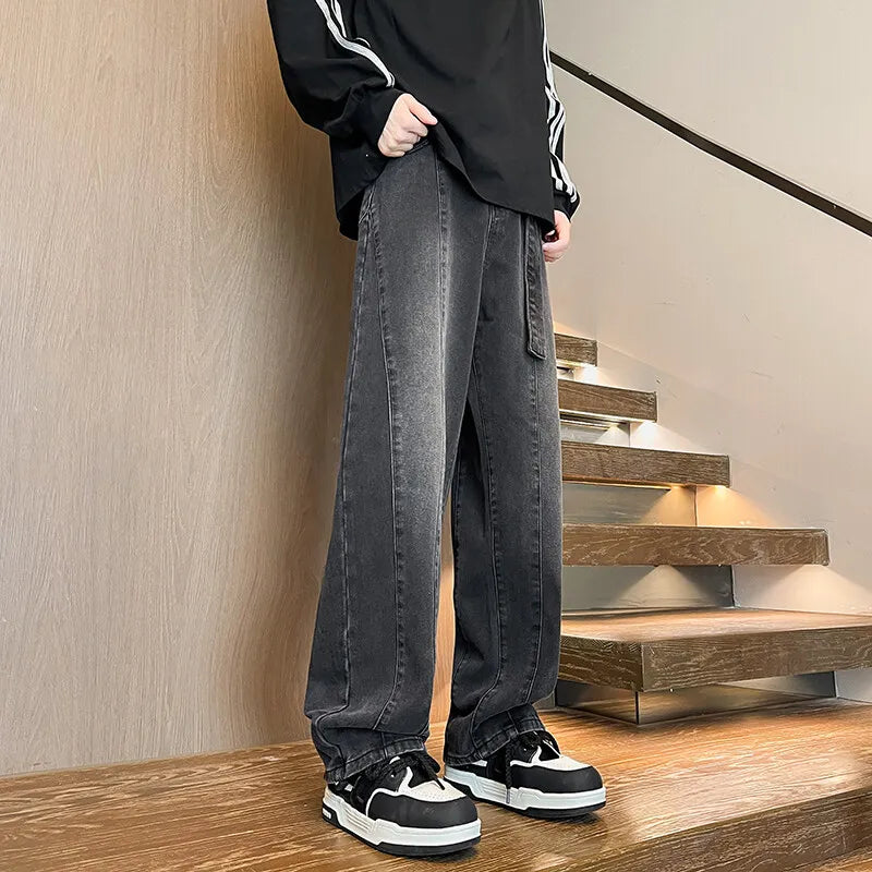 Threebooy New Big boy Jeans for Men Streetwear Baggy Jeans Large size Patchwork Denim Leisure Simple Dime Pants Women Jeans Hot  jean