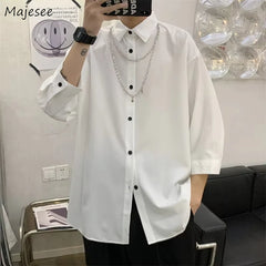 Men Shirts Autumn Spring Smart Casual All-match Fashion Simple Harajuku Long Sleeve Business Trendy Tops Outwear Korean Style BF