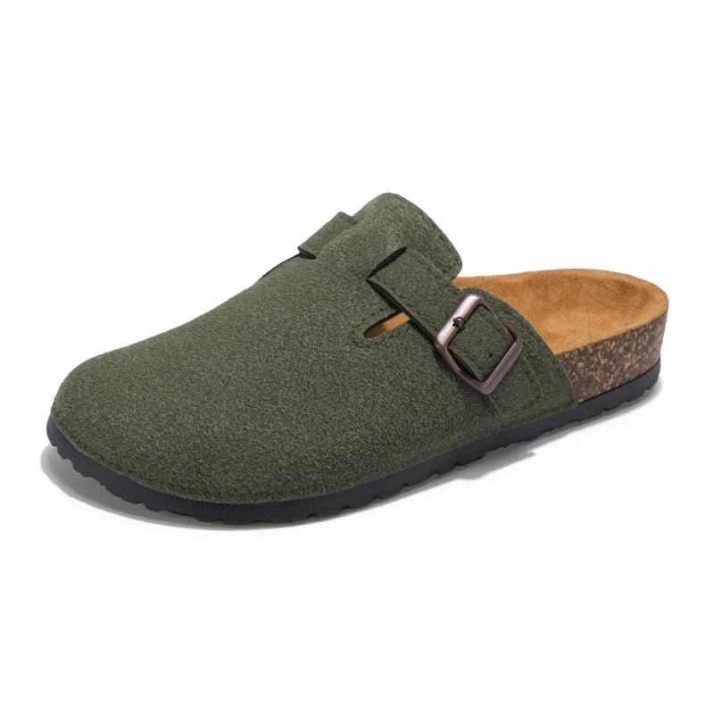 Threebooy  Half Shoes For Men Women Closed Toe Cork Slippers Sandals Slides Clogs Slip On Mules Outdoor Indoor Comfortable Footbed