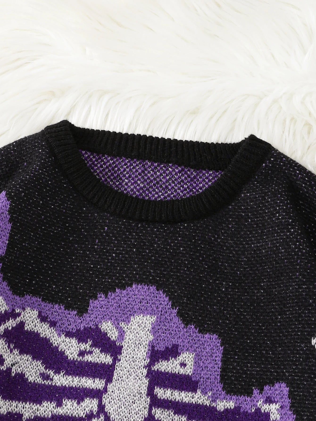 Threebooy  New Popular Spring and Autumn Bone-Shaped Butterfly Jacquard Pattern Pullover Sweater Casual Round Neck Contrast Color Knitted m