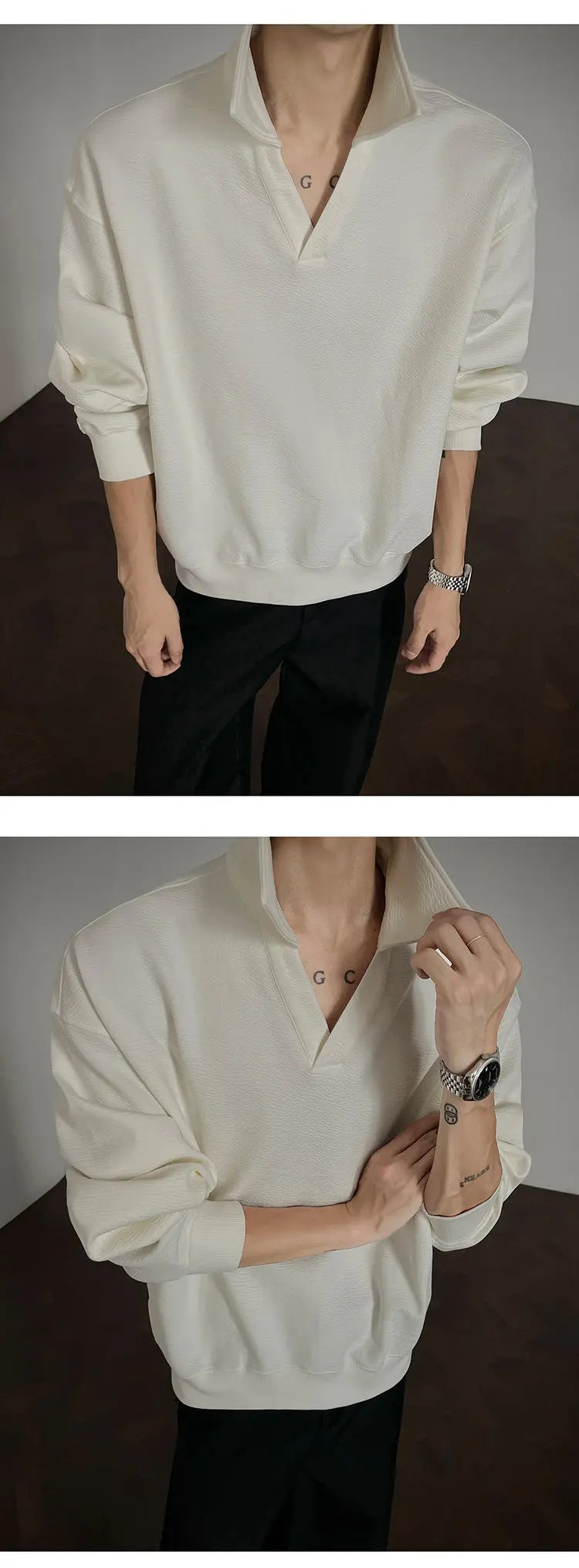 Threebooy Long sleeve t Shirt men 2025 Arrival Men Polo Shirt Solid Color Casual Relaxed Fit Collar Tops Autumn Fall Fashion Mens Clothing