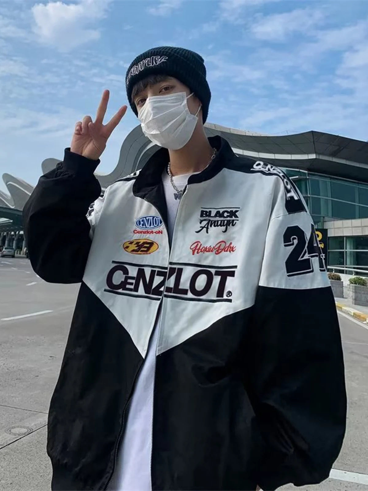 Threebooy  Retro Racing Jacket Men's High-end Motorcycle Jacket Spring Autumn Ins Fashion Brand Fashion Trend Embroidered Baseball Uniform